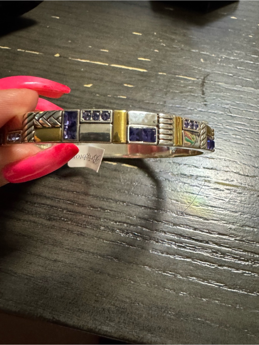 Brighton Silver-Tone Bracelet with Purple Accent Stones